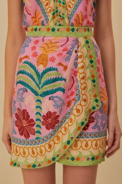 FARM Rio  Jupes<Mini-jupe en viscose Lenzing™ Ecovero™ Pink Fruits Queen
