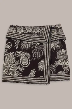FARM Rio Jupes<Mini-jupe noire à motif cachemire Bloom