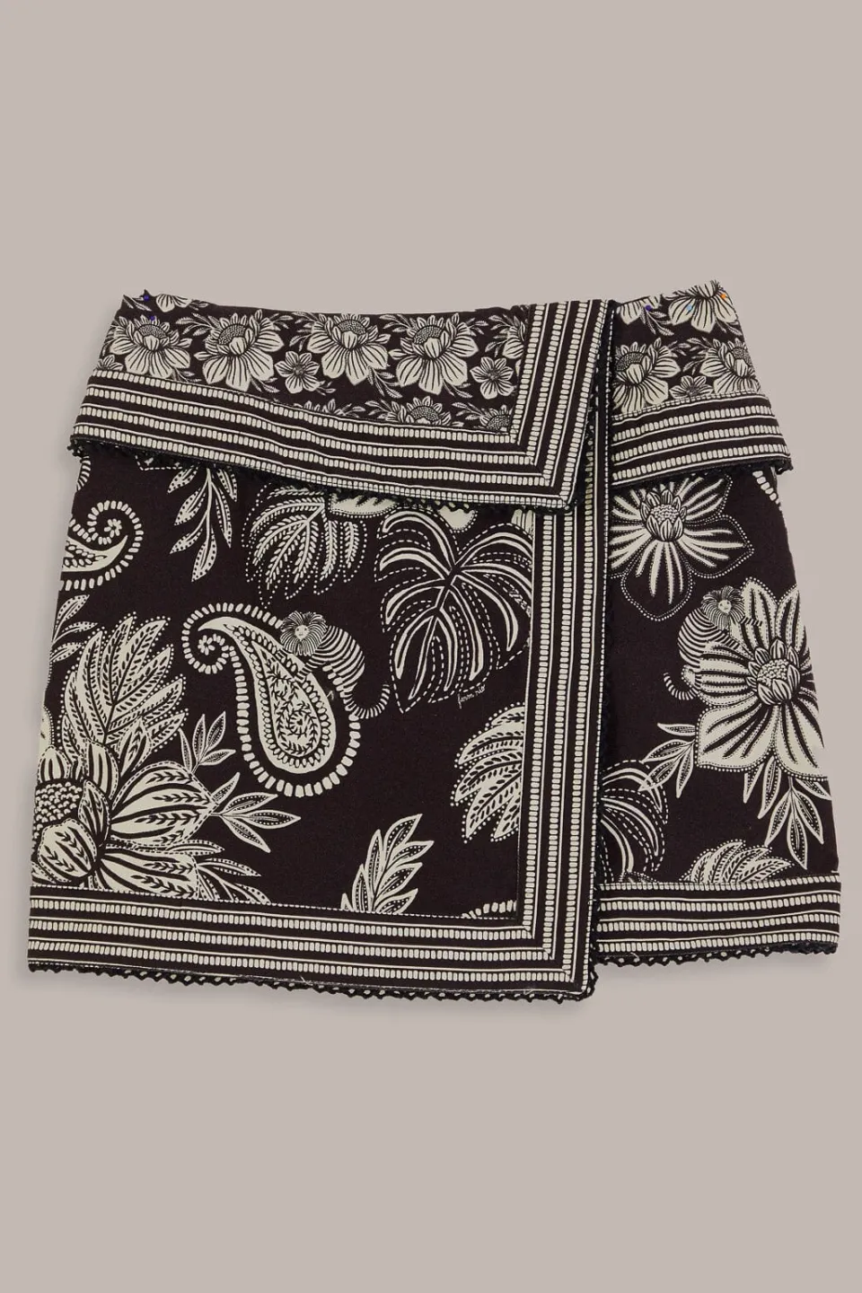 FARM Rio Jupes<Mini-jupe noire à motif cachemire Bloom