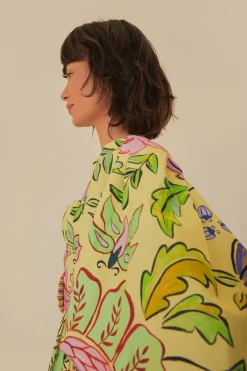 FARM Rio  Robes Courtes<Mini-robe à manches courtes avec imprimé floral et insectes jaunes
