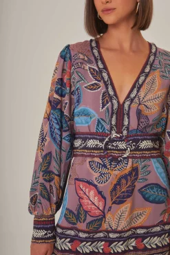 FARM Rio  Robes Courtes<Mini-robe à manches longues Lavender Wild Night