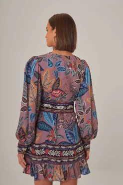 FARM Rio  Robes Courtes<Mini-robe à manches longues Lavender Wild Night