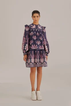 FARM Rio  Robes Courtes<Mini-robe à manches longues Ainika Martina bleu foncé