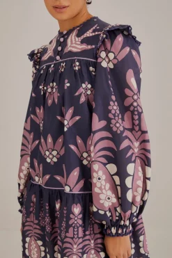FARM Rio  Robes Courtes<Mini-robe à manches longues Ainika Martina bleu foncé