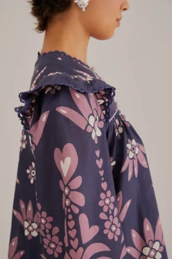 FARM Rio  Robes Courtes<Mini-robe à manches longues Ainika Martina bleu foncé