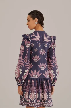 FARM Rio  Robes Courtes<Mini-robe à manches longues Ainika Martina bleu foncé