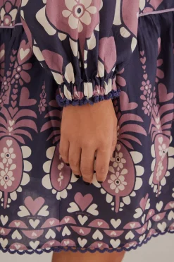 FARM Rio  Robes Courtes<Mini-robe à manches longues Ainika Martina bleu foncé