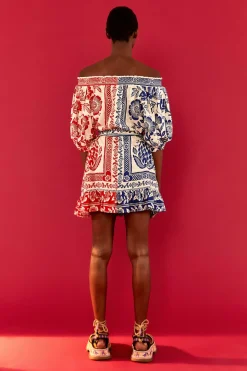 FARM Rio  Robes Courtes<Mini-robe à épaules dénudées | Jardin d'ananas mélangés
