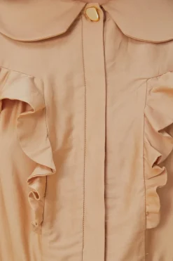 FARM Rio  Robes Courtes<Mini-robe beige à manches courtes
