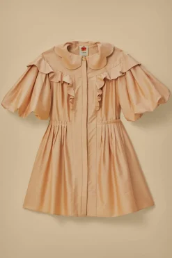 FARM Rio  Robes Courtes<Mini-robe beige à manches courtes