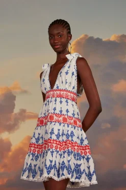 FARM Rio  Robes Courtes<Mini-robe blanc cassé à motifs de poissons