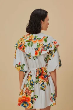 FARM Rio Robes Courtes<Mini-robe blanc cassé en coton biologique Delicate Garden