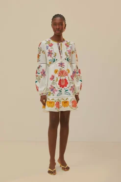 FARM Rio  Robes Courtes<Mini-robe blanc cassé insectes fleuris