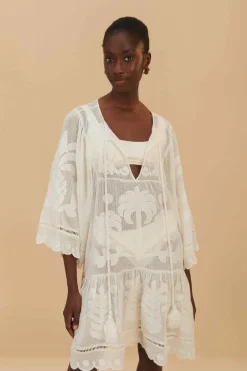 FARM Rio  Robes Courtes<Mini-robe blanche à découpes en palmier
