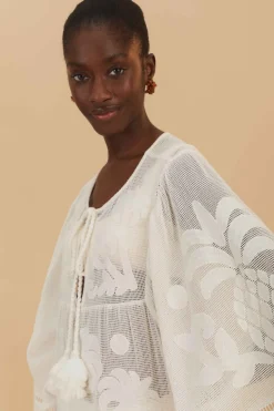 FARM Rio  Robes Courtes<Mini-robe blanche à découpes en palmier
