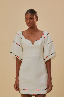 FARM Rio  Robes Courtes<Mini-robe blanche à rayures colorées Euroflax™