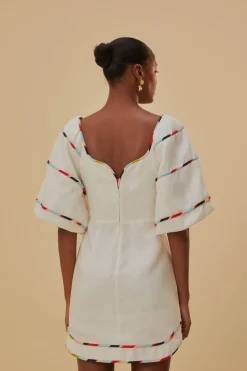 FARM Rio  Robes Courtes<Mini-robe blanche à rayures colorées Euroflax™
