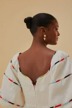 FARM Rio  Robes Courtes<Mini-robe blanche à rayures colorées Euroflax™