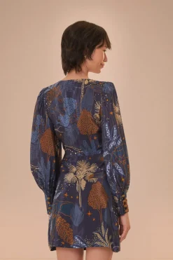 FARM Rio Robes Courtes<Mini-robe bleu marine Night Jungle