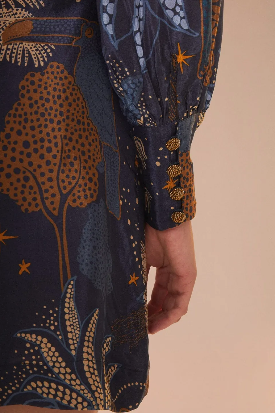 FARM Rio Robes Courtes<Mini-robe bleu marine Night Jungle