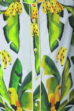 FARM Rio  Robes Courtes<Mini-robe bleue en coton biologique avec foulard à feuillage d'été