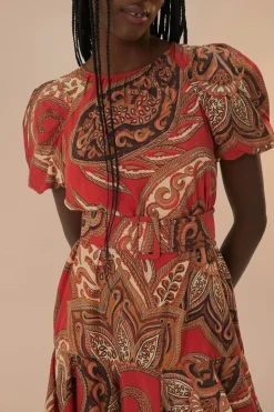 FARM Rio  Robes Courtes<Mini-robe bordeaux à imprimé léopard et cachemire