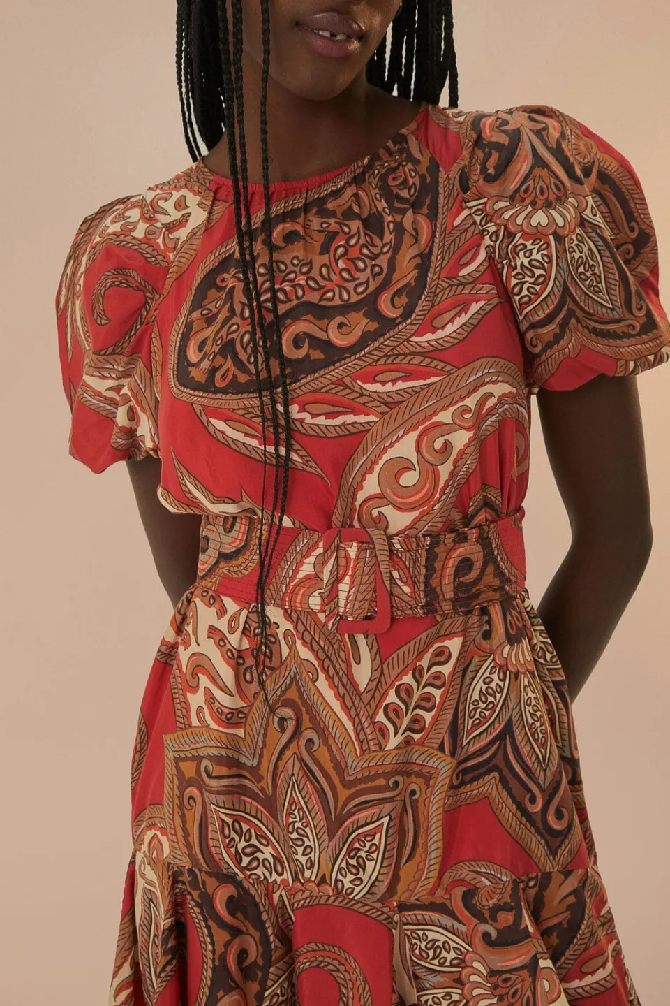 FARM Rio Robes Courtes<Mini-robe bordeaux à imprimé léopard et cachemire