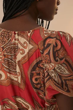 FARM Rio Robes Courtes<Mini-robe bordeaux à imprimé léopard et cachemire