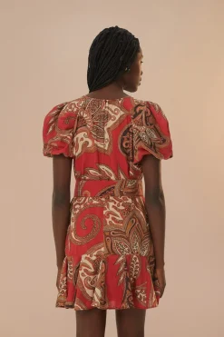 FARM Rio Robes Courtes<Mini-robe bordeaux à imprimé léopard et cachemire