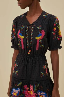 FARM Rio  Robes Courtes<Mini-robe brodée noire