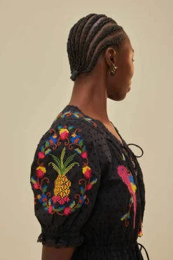 FARM Rio  Robes Courtes<Mini-robe brodée noire