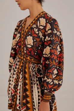 FARM Rio  Robes Courtes<Mini-robe de jardin à tapisserie multicolore à col en V