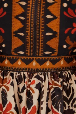 FARM Rio Robes Courtes<Mini-robe de jardin à tapisserie multicolore à col en V