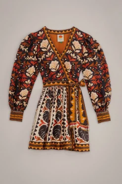 FARM Rio Robes Courtes<Mini-robe de jardin à tapisserie multicolore à col en V