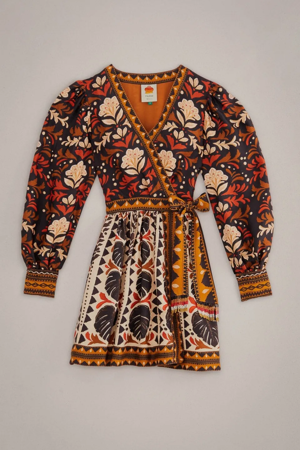 FARM Rio Robes Courtes<Mini-robe de jardin à tapisserie multicolore à col en V