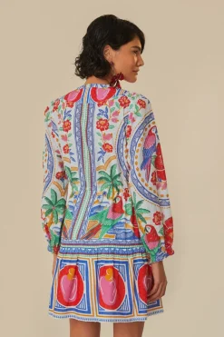 FARM Rio  Robes Courtes<Mini-robe de plage à fleurs blanc cassé