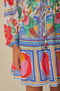 FARM Rio  Robes Courtes<Mini-robe de plage à fleurs blanc cassé