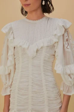 FARM Rio  Robes Courtes<Mini-robe en coton biologique et dentelle blanche