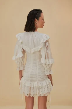 FARM Rio  Robes Courtes<Mini-robe en coton biologique et dentelle blanche