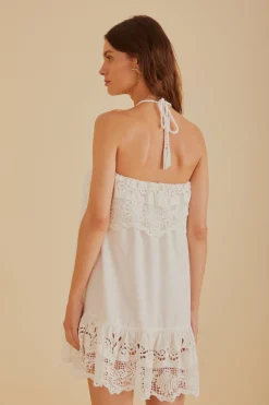 FARM Rio  Robes Courtes<Mini-robe en lin de qualité supérieure Euroflax™ en guipure brodée bla