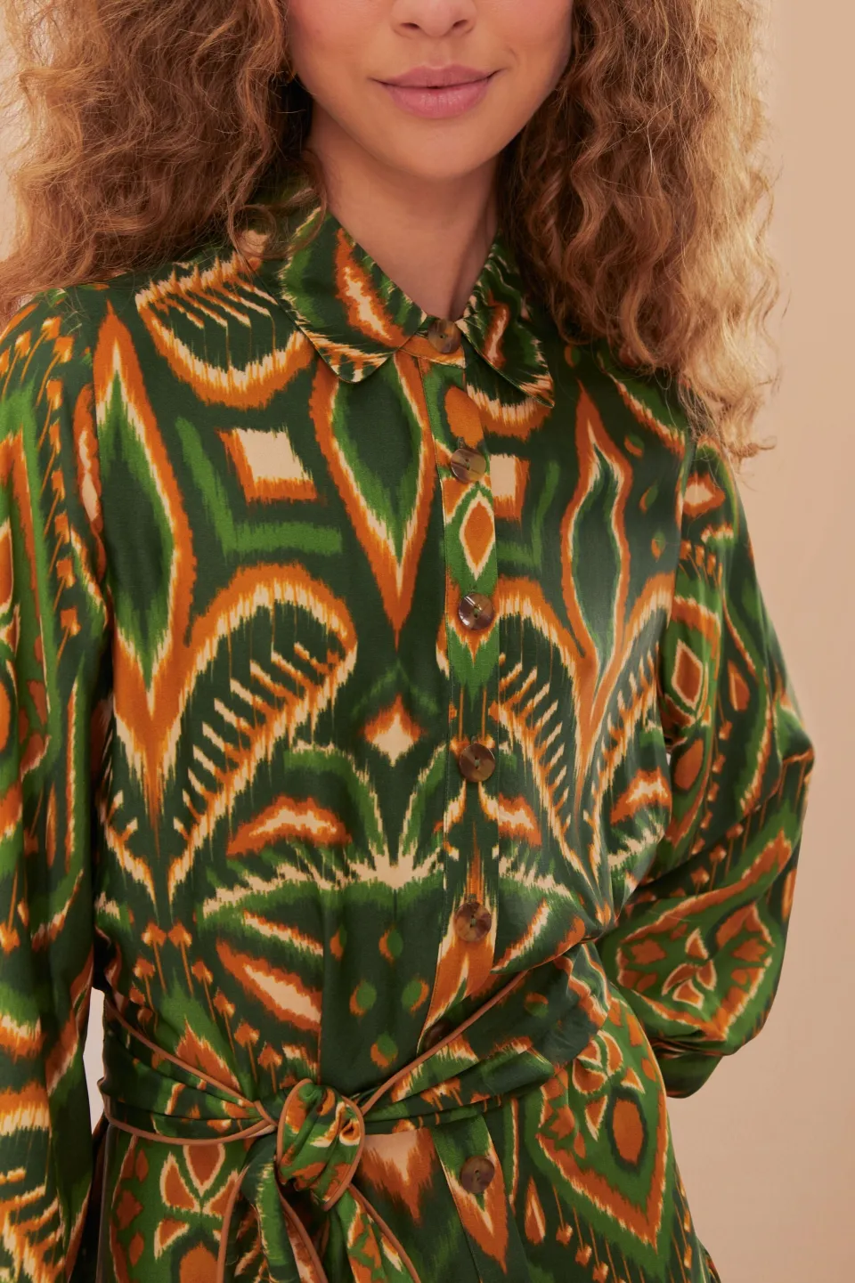 FARM Rio Robes Courtes<Mini-robe en viscose LENZING™ ECOVERO™ ananas vert ikat