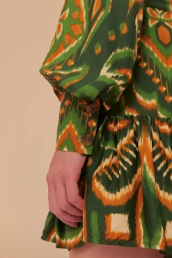 FARM Rio Robes Courtes<Mini-robe en viscose LENZING™ ECOVERO™ ananas vert ikat