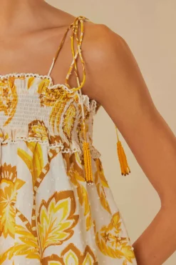 FARM Rio  Robes Courtes<Mini-robe fleurie Aura blanc cassé