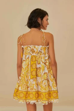 FARM Rio  Robes Courtes<Mini-robe fleurie Aura blanc cassé