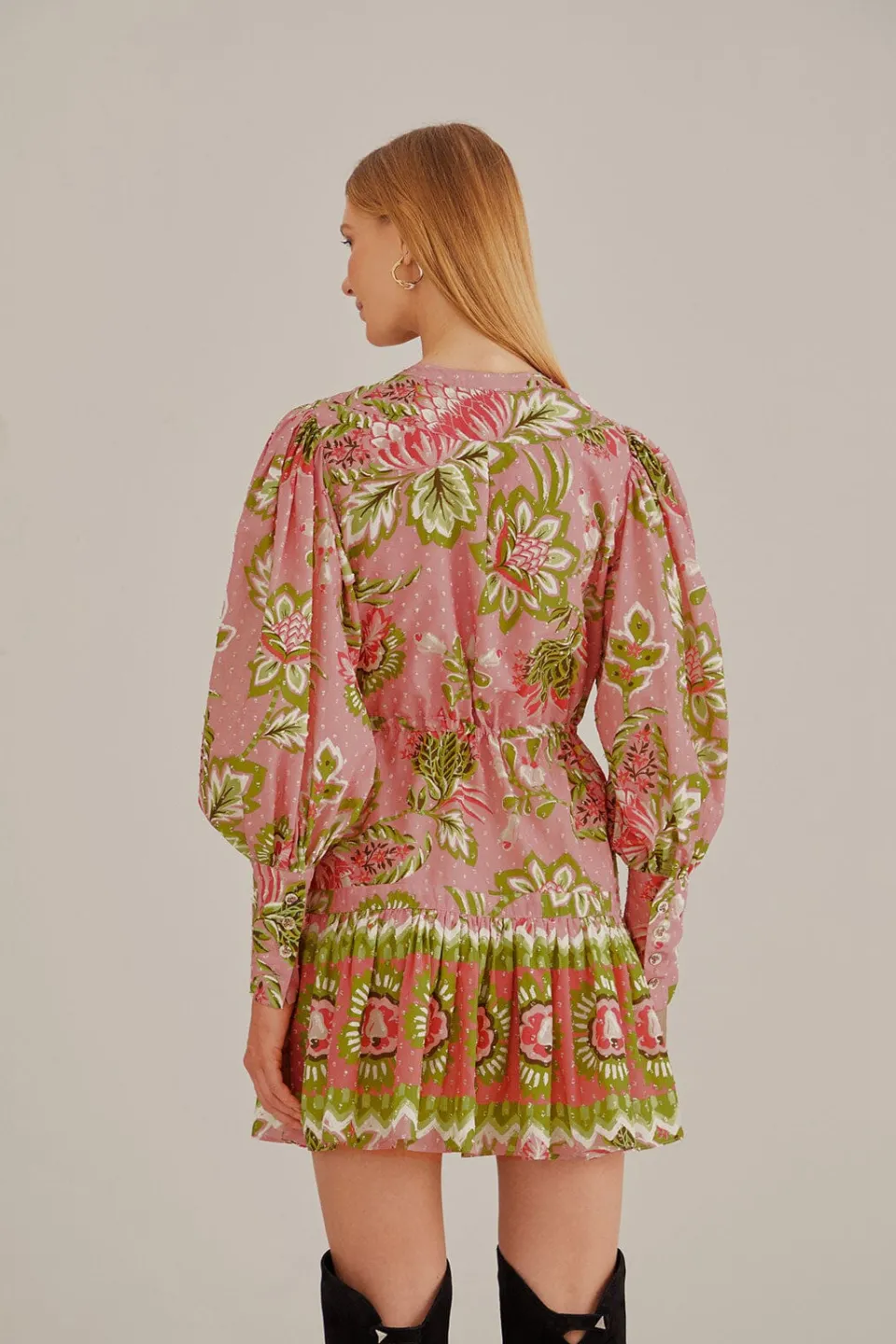 FARM Rio Robes Courtes<Mini-robe fleurie Aura rose tendre