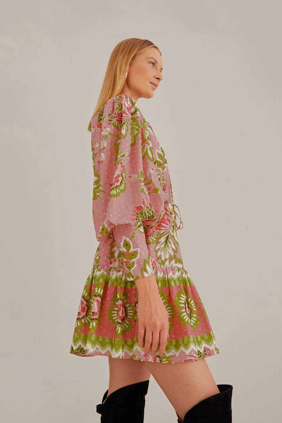 FARM Rio Robes Courtes<Mini-robe fleurie Aura rose tendre