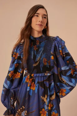 FARM Rio  Robes Courtes<Mini-robe fleurie noire Pietra