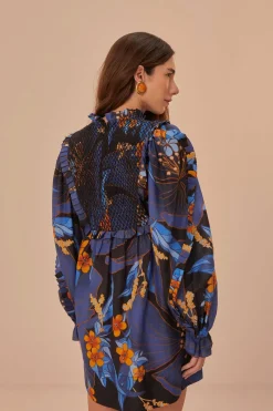 FARM Rio  Robes Courtes<Mini-robe fleurie noire Pietra