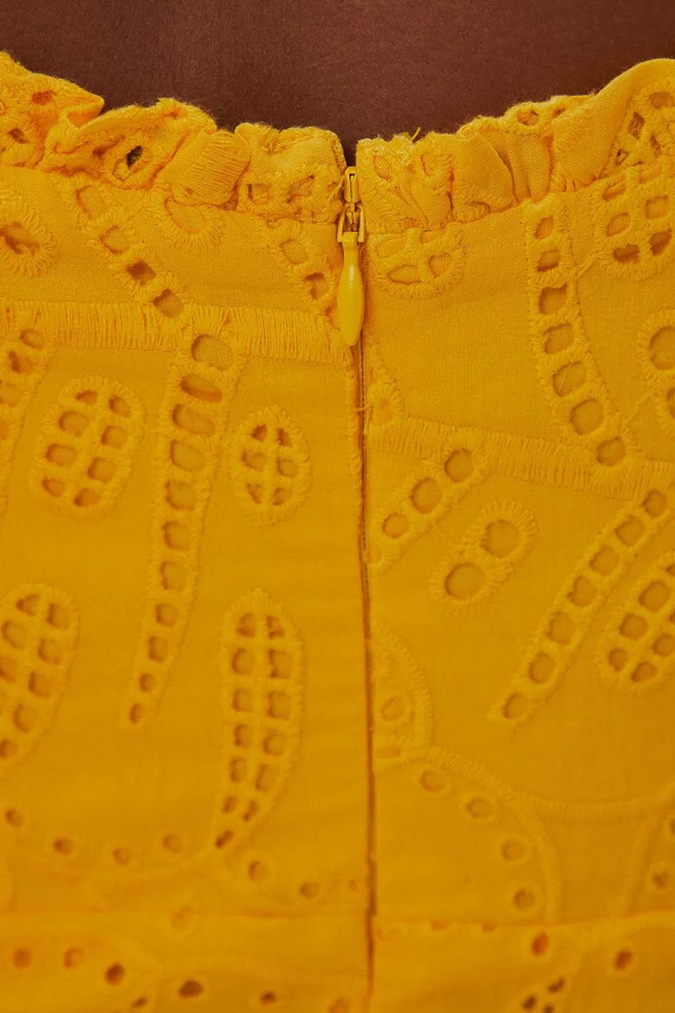 FARM Rio Robes Courtes<Mini-robe jaune à manches courtes et œillets Monstera
