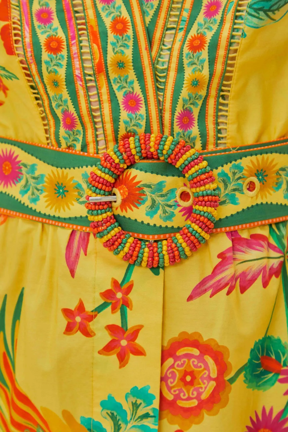 FARM Rio Robes Courtes<Mini-robe jaune en coton biologique Delicate Fruit Garden